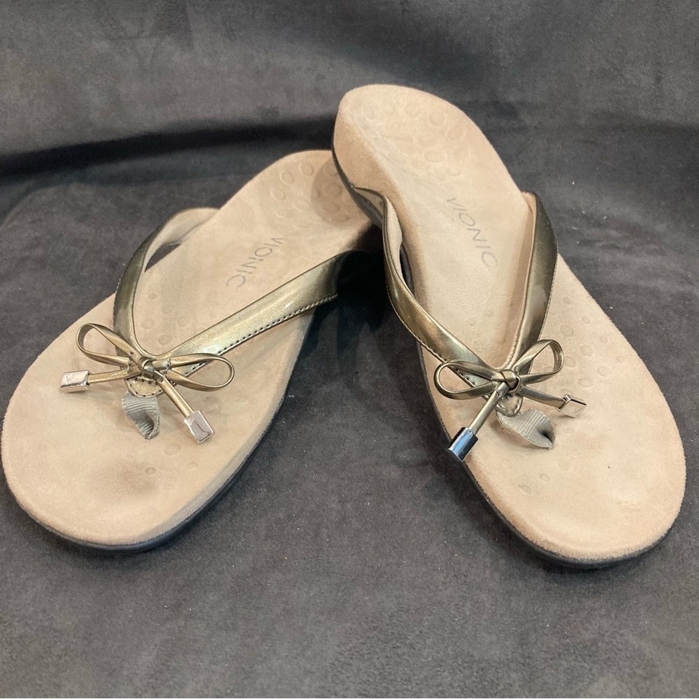 VIONIC Sz 9 Rest Bella li Pewter Colourway Slip On Comfort Slip On Small Bow